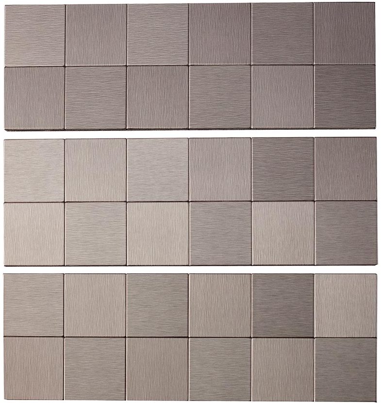 Aspect Matted Square Metal tile in Brushed Stainless